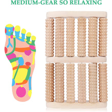 Load image into Gallery viewer, NewWay Dual 6 Row Wooden Foot Massager Roller Plantar Fasciitis Relief Feet Pain Muscle Relaxation Massage Tools
